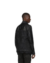 Boris Bidjan Saberi Black Leather Oil Washed Jacket