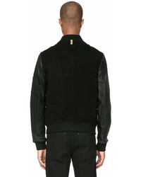 Mackage Hans Bomber Cut Jacket With Leather Sleeves