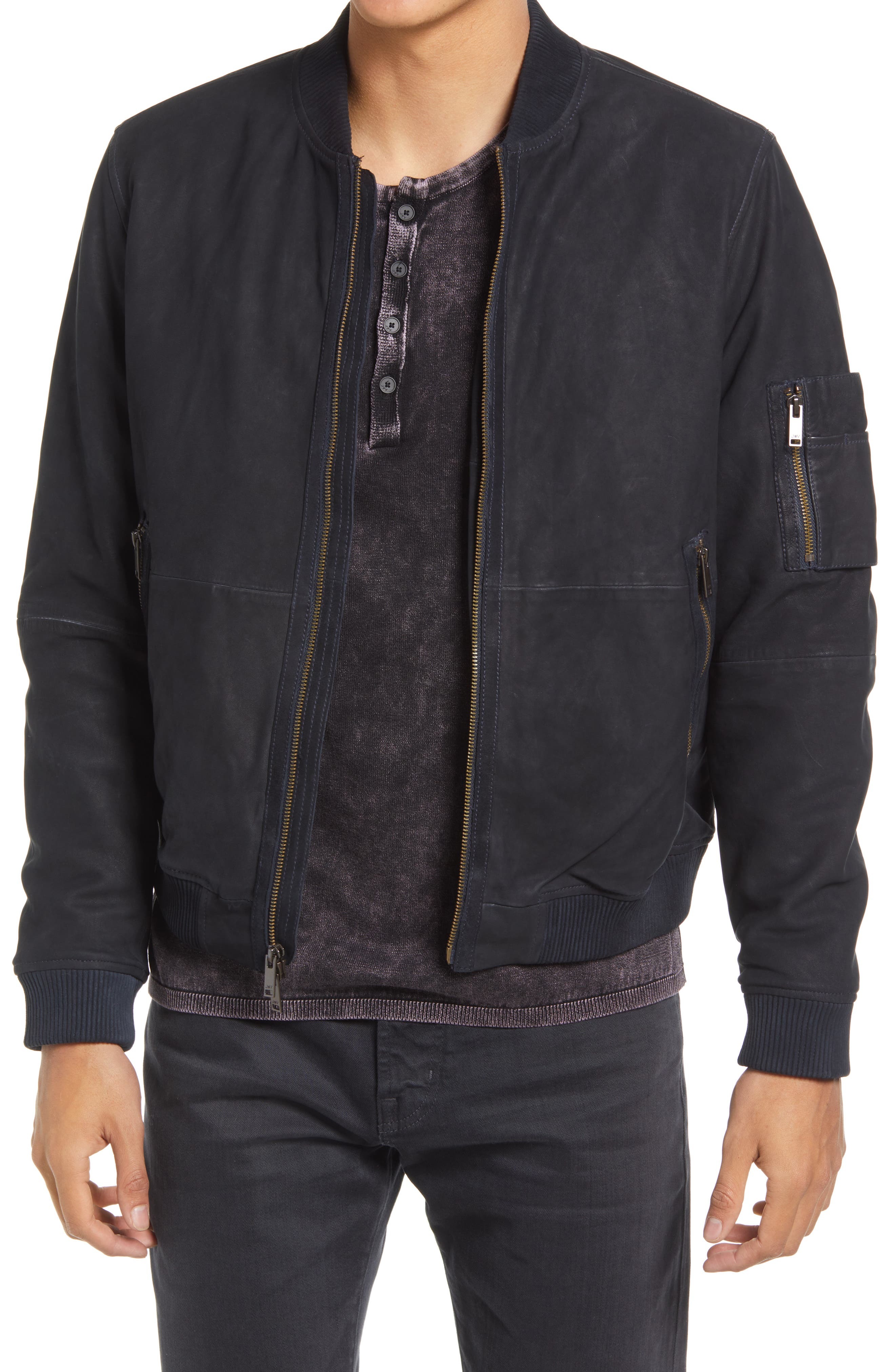 John Varvatos Rodney Leather Flight Jacket, $478 | Nordstrom | Lookastic