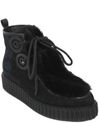 Kat Maconie 40mm Suede Shearling Lace Up Boots