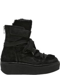 Janet & Janet 60mm Suede Shearling Wedge Boots