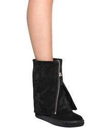 Casadei 80mm Zipped Suede Wedged Boots