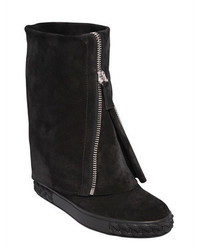 Casadei 80mm Zipped Suede Wedged Boots