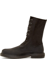 Ann Demeulemeester Ad Black Coated Suede Boots