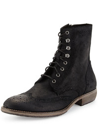 Andrew Marc New York Andrew Marc Hillcrest Perforated Detail Suede Boot Black