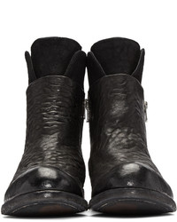 Officine Creative Black Leather Suede Bubble Boots