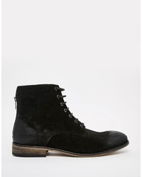 Asos Brand Boots In Black Suede With Heel Zip