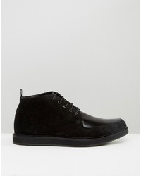 Asos Brothel Creeper Boots In Black Leather And Suede Mix