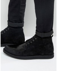 Asos Brothel Creeper Boots In Black Leather And Suede Mix