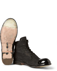 Officine Creative Bubble Rubber Toed Suede Lace Up Boots