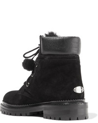 Jimmy Choo Elba Shearling Lined Suede Ankle Boots Black