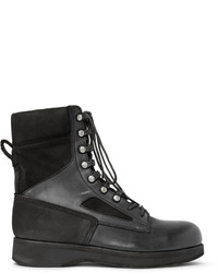 Sacai Hender Scheme Panelled Distressed Suede And Leather Boots