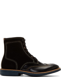 Paul Smith Jeans Black Leather Suede Wingtip Pearl Boots