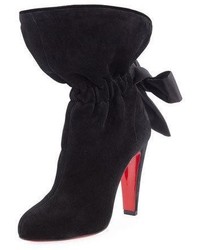 Christian Louboutin Kristofa Suede Satin Bow Red Sole Boot