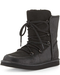 UGG Lodge Fur Lined Lace Up Bootie Black