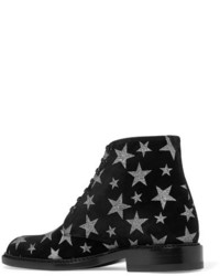 Saint Laurent Lolita Glittered Suede Boots Black