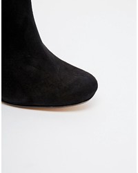 Dune Otta Black Suede Gold Detail Block Heel Boots
