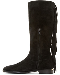 Burberry Prorsum Black Suede Fringed Boots