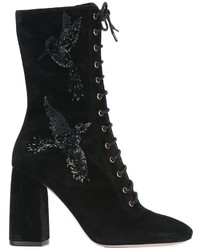 RED Valentino Sequined Bird Lace Up Boots