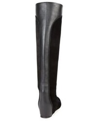 Lanvin Suede Leather Tall Hidden Wedge Boots