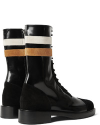 Raf Simons Suede Trimmed Patent Leather Boots