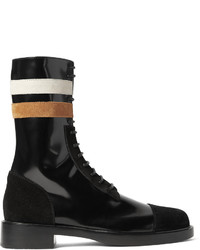 Raf Simons Suede Trimmed Patent Leather Boots