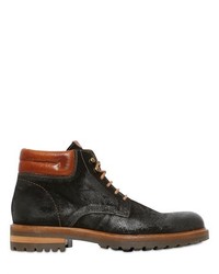 Waxed Lace Up Suede Boots