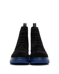 Alexander McQueen Black And Blue Hybrid Brogue Boots