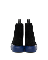 Alexander McQueen Black And Blue Hybrid Brogue Boots