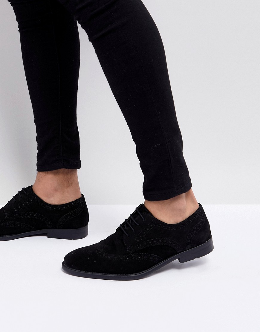 black suede brogue shoes