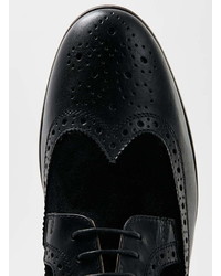 Topman Black Leather Suede Mix Brogues