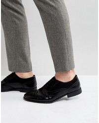 Asos Brogue Shoes In Black Faux Leather And Faux Suede Detail