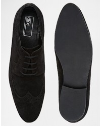 Asos Brogue Shoes In Black Suede