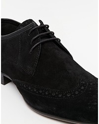Asos Brogue Shoes In Black Suede