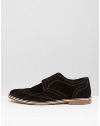 Red Tape Brogues In Black Suede