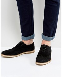 Asos Derby Shoes In Black Suede With Brogue Detail