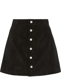 Black Suede Button Skirt
