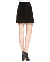 AG Adriano Goldschmied The Gove Pleated Suede Skirt Super Black