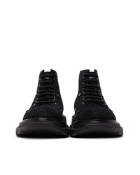 Alexander McQueen Black Croc Tread Boots