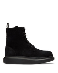 Alexander McQueen Black Suede Lace Up Boots