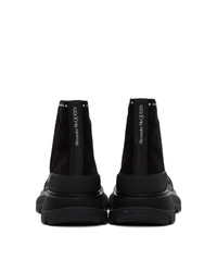 Alexander McQueen Black Suede Stud Tread Slick Platform Boots