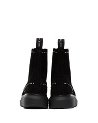 Alexander McQueen Black Suede Studded Lace Up Boots