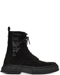 Viron Black Waxed Faux Suede 1992 Boots