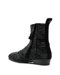 Philipp Plein Crystal Embellished Suede Boots