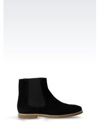 Armani Jeans Suede Chelsea Boots With Leather Sole