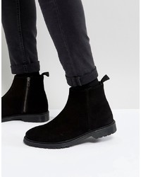 ASOS DESIGN Asos Chelsea Boots In Black Suede With Zip And Ribbed Sole