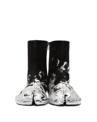 Maison Margiela Black And Silver Flat Tabi Boots