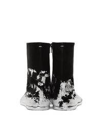 Maison Margiela Black And Silver Flat Tabi Boots