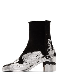 Maison Margiela Black And Silver Suede Tabi Boots