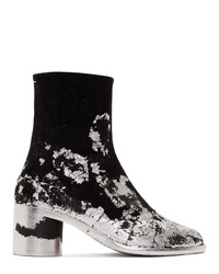 Maison Margiela Black And Silver Suede Tabi Boots